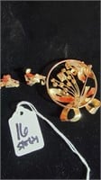 sterling broach and ear ring set