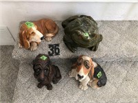 3 Dogs & 1 Frog (one is piggy bank)