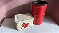 BREAD BOX AND RED METAL CAN C