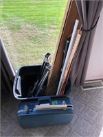 Blue Suitcase, Sanyo VCR Recorder & Yardsticks