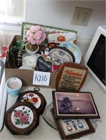 Assorted Plaques, Vase, Fish Plate