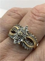 10k YG size 9-9 1/2 multi diamonds cocktail ring