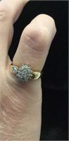 14k YG pave’ Diamond ring, size 6, total penny