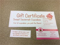 Gift Certificate for 12 Cupcakes from Sweet