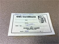 $40 Gift Certificate to the George Meat Market