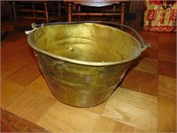 Large Brass Bucket w/wrought iron bail