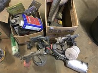 Box of paint sprayers and misc. paint equipment