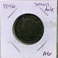 1846 small date US large Cent