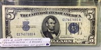 1934 a silver certificate five dollar note