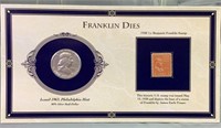 1963 Franklin half Dollar and stamp