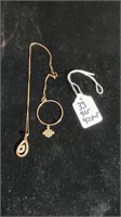 925 silver necklace and 2 charms 4.2 dwt