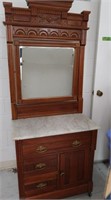 Antique Marble Top Carved Dresser 30x17x72"