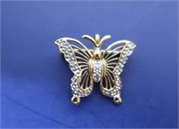 10K Butterfly Pin/Pend w/Dia. 2.2g Approx 1/4ct TW