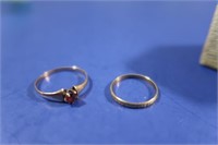 10K Baby Ring .4g Sz 2 & 10K Ruby Ring .6gr Sz 5