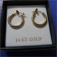 14K Gold Hoop Earrings 1gr 17mm(5/8")