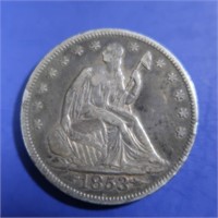 1853 Seated Liberty Silver Half Dollar