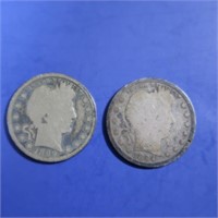 1894, 1899 Barber Silver Quarters