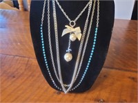 3 Silver Costume Humming Bird Pearl Styled + Chain