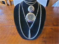 3 Silver Costume Jewelery Necklaces