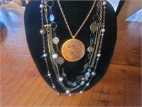 4 Copper/Brass Colored CostumeJewelery Necklaces