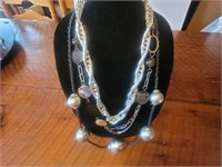 3 Chunkie Silver Costume Jewelery Necklaces