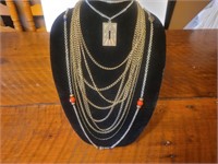5 Brass Colored Costume Jewelery Necklaces Key