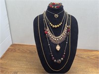 6 Various Styled Costume Necklaces + Bracelet