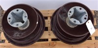 2) Large Brown Ceramic Insulators