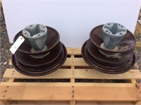 2) Large Brown Ceramic Insulators