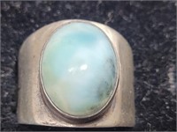 Blue Stoned Marked 925 Silver Ring