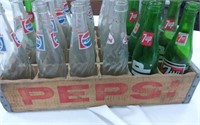 Pepsi Cola Wooden Crate w/assorted bottles