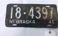 1945 Nebraska License Plate
