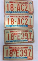 Lot of 4) NE Bicentennial License Plates