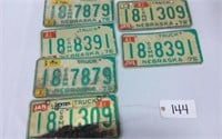 Lot of 6) 1976 Nebraska License Plates