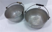 2) Metal Pots w/wooden handles