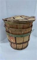 3) Wooden Slat Fruit Baskets,1 w/lid
