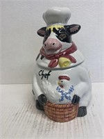 11in Chef Cow and Chicken Cookie Jar
