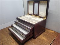 Inlay Wood Jewelery Chest 10inDx16.25inDx9.75inH
