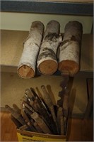 2 White birch and assorted wood pieces
