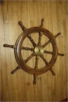 Wooden Ship Captains Wheel with Brass Centre 33D