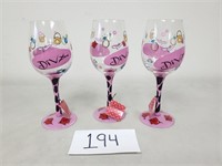 3 Lulu by 2 Saints Hand Painted Glasses (No Ship)