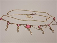 Necklace with Pearls and Pink Sapphires