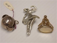 Vintage Sterling Locket Fob, Brooch & Watch Fob