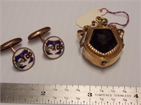 Intaglio Warrior Head Locket & Cufflinks