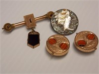 Intaglio Fob Pendant, Cufflinks & Brooch