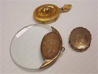 2 Lockets & Magnifying Glass Charm