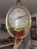 HANGING BUDWEISER CLOCK W/FISH PICTURE