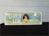 Clover Leaf ammonia borax soap 1974 tin sign 19x7
