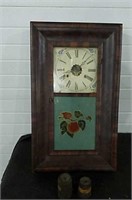 Antique wood  New Haven reverse painted glass