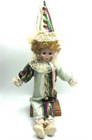 Porcelain Clown Jester Doll